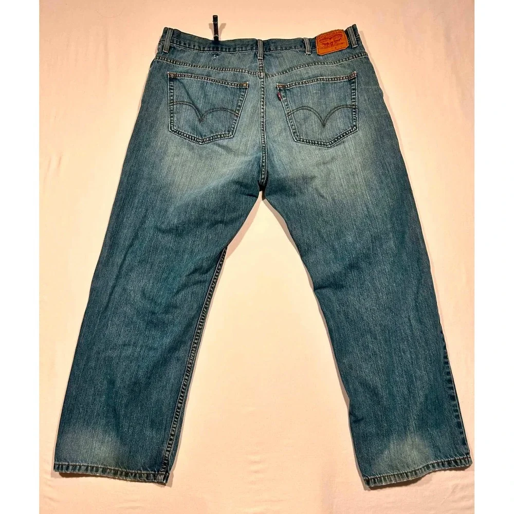 Levis 559 Relaxed Straight Mens Blue Denim Jeans 44x30 Medium Wash 100% Cotton